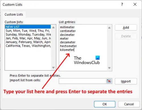Add a Custom List in Excel