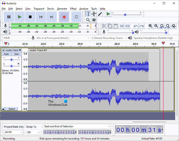 Audacity sound recorder and mic tester