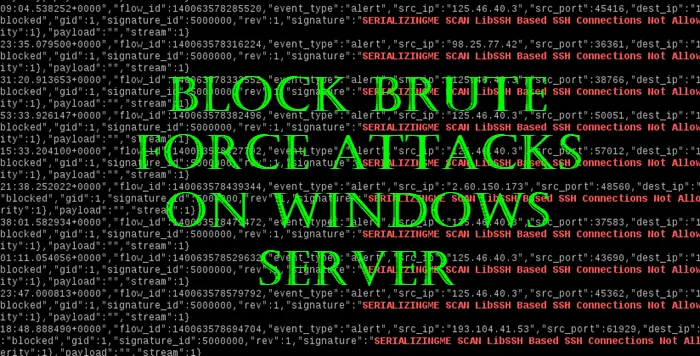 Block brute force attacks on Windows Server