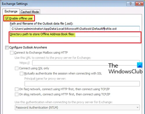 Check directory path of the OAB file-Outlook 2010