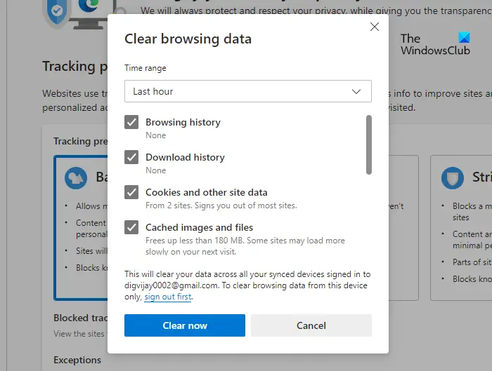 Clear Microsoft Edge browsing history