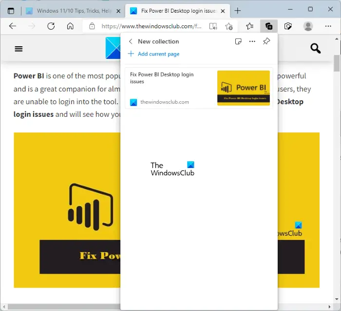 Collections Microsoft Edge