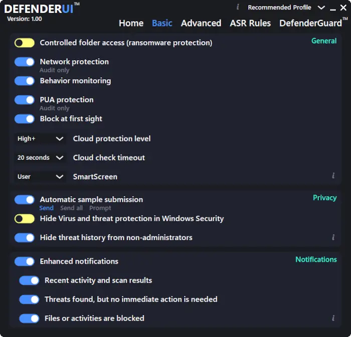 DefenderUI to manage Microsoft Defender