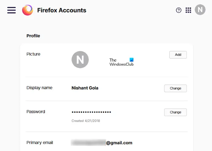 Firefox account