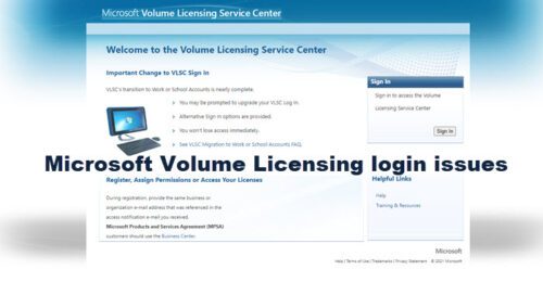 Microsoft Volume Licensing login not working