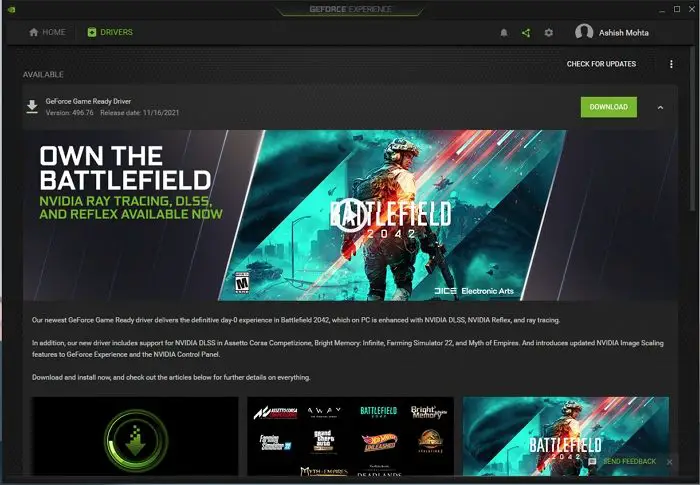 Nvidia Geforce Game Ready-Treiber