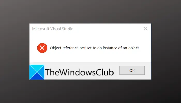 Fix Object reference not set to an instance of an object error in Microsoft Visual Studio