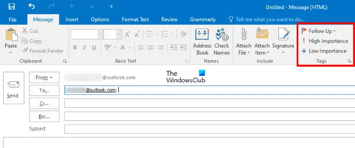 Set priority for email in Outlook