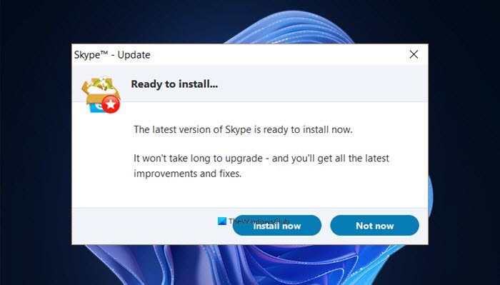 Skype installs every time I open it