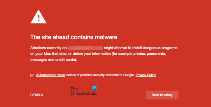 The site ahead contains malware
