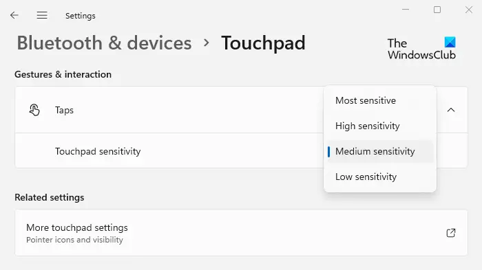 Touchpad Sensitivity in Windows 11