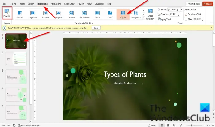 How to add Sound Effects to a Transition in PowerPoint