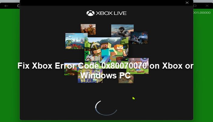 Xbox Error Code 0x80070070