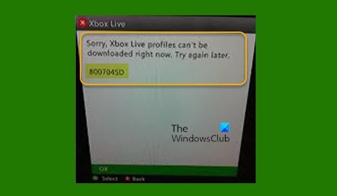 Xbox Error Code 0x8007045D