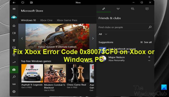Xbox Error Code 0x80073CF0
