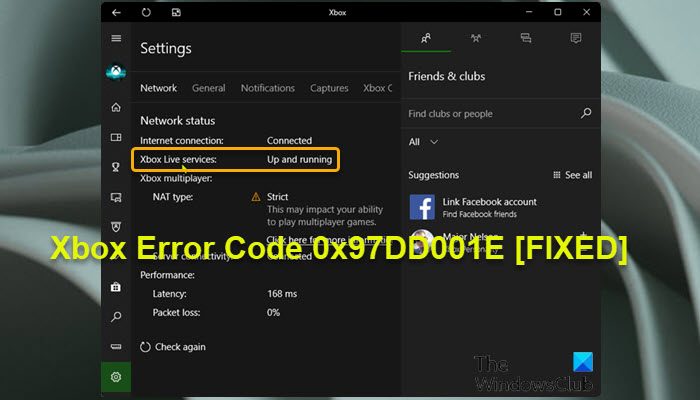 Xbox Error Code 0x97DD001E