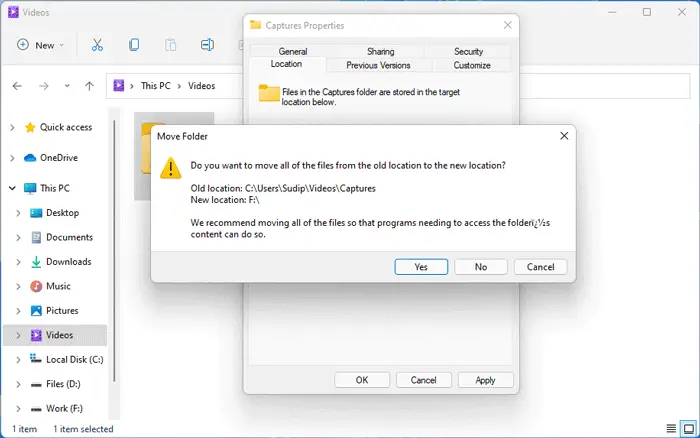 Change default Save location of Captures folder for Game DVR in Windows 11