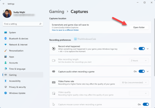 Change Default Save Location Of Captures Folder For Game DVR