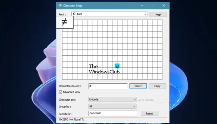 Как ввести знак Не равно на клавиатуре в Windows 11/10