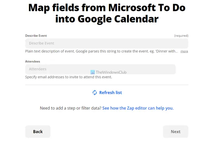 How to connect and sync Microsoft To Do with Google Calendar using Zapier