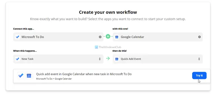 How to connect and sync Microsoft To Do with Google Calendar using Zapier