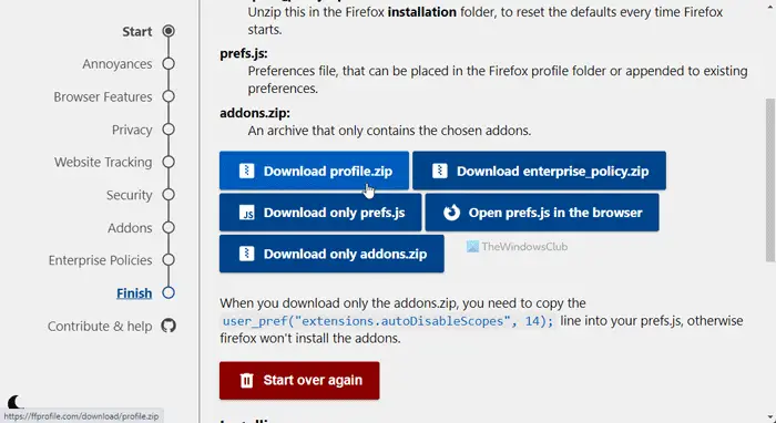 How to create custom Firefox Profile with Firefox Profilemaker