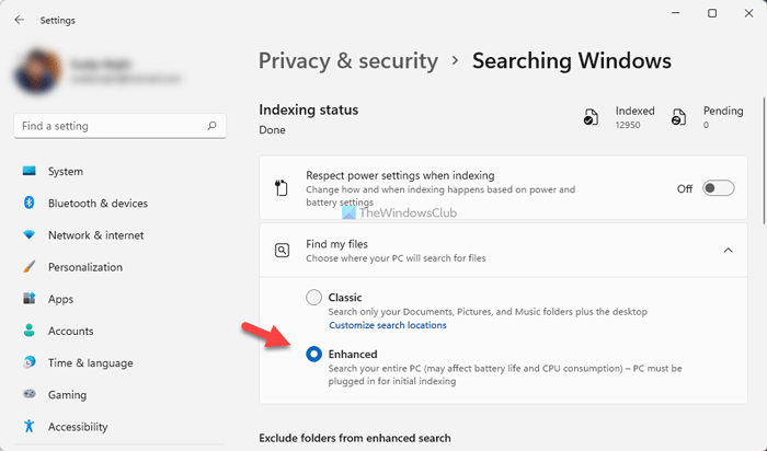 Enable Enhanced Search Mode in Windows 11