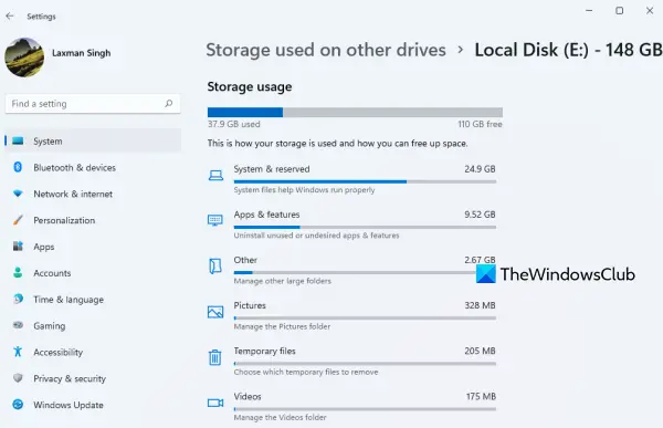 free up storage space other drives