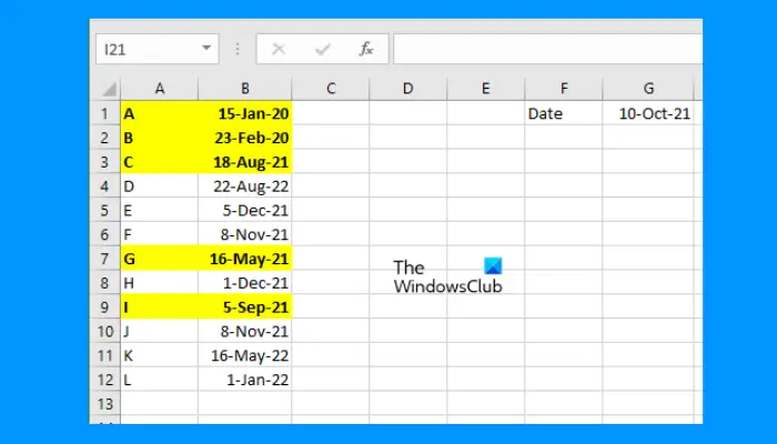 Highlight Rows with Dates using Conditional Formatting in Excel