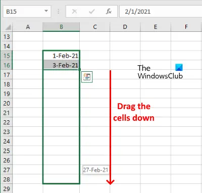 how to autofill dates in Excel