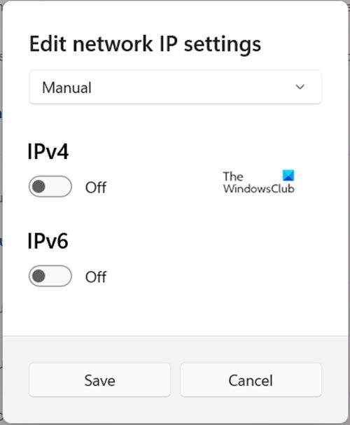 Manual IP Configuration