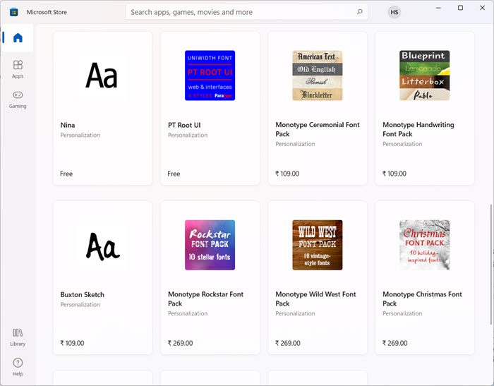 download Fonts from the Microsoft Store