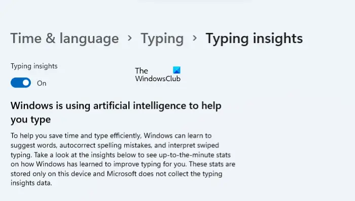 turn typing insights on or off