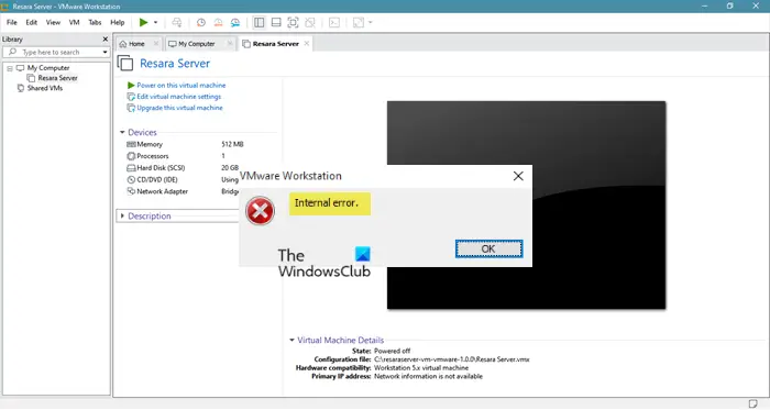 How to fix VMware Internal Error