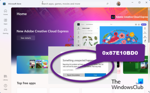 Fix Microsoft Store Error Code 0x87E10BD0 on Windows PC