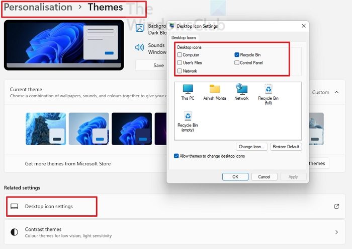 Add Desktop icons in Windows