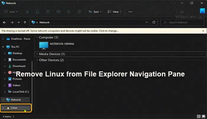 Add or Remove Linux from File Explorer Navigation Pane