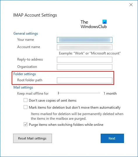 Configure IMAP Settings Outlook
