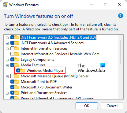 Disable and re-enable Windows Media Player