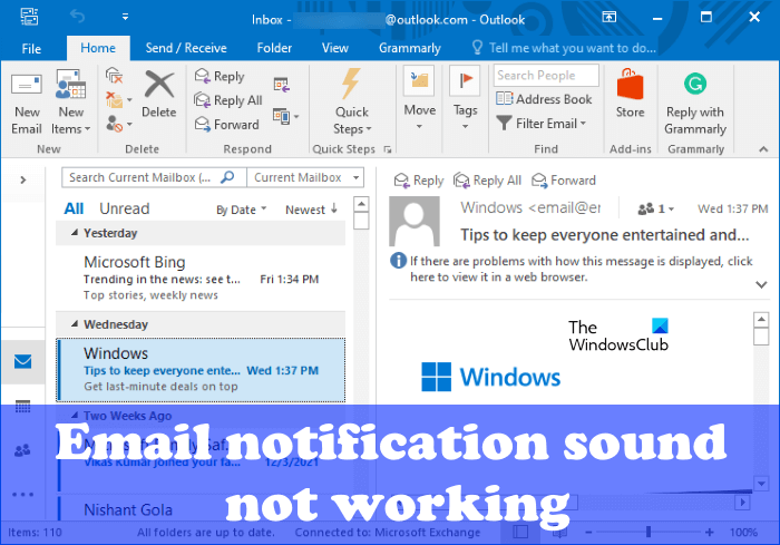 Le Son De La Notification Par E-Mail Ne Fonctionne Pas Outlook Le Son De La Notification Par E-Mail Ne Fonctionne Pas Outlook