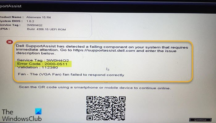 Fix Processor Fan Error Code 2000-0511 on Windows computer