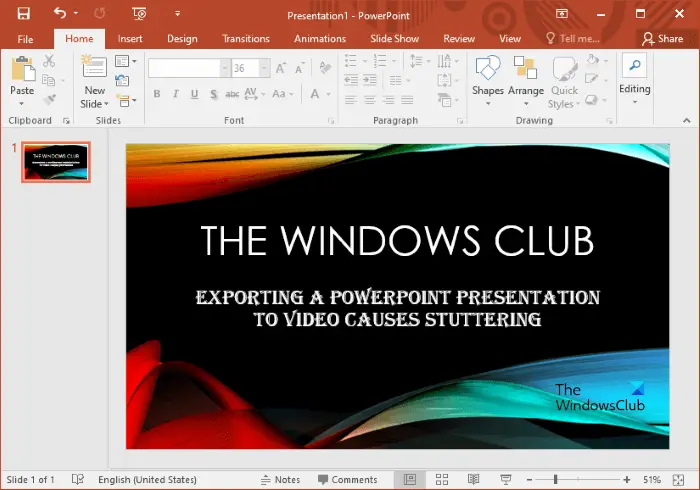 PowerPoint video export cause stuttering or audio glitch