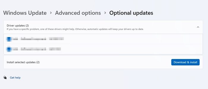 Install Optional Driver Windows Update