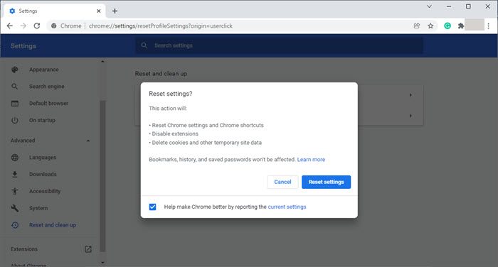 Доступ в Интернет заблокирован в Chrome