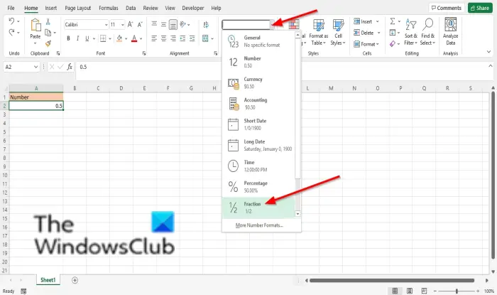 How to display Numbers as Fractions in Excel