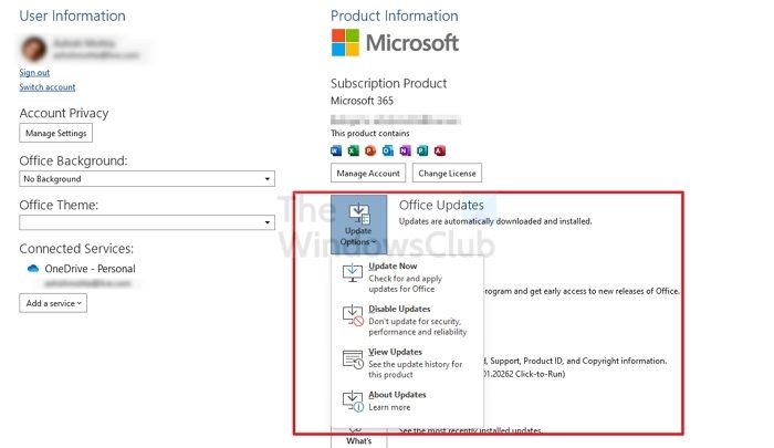 Microsoft Office Updates Settings