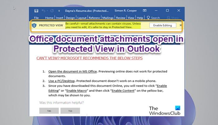 Office document attachments open in Protected View in Outlook - 83