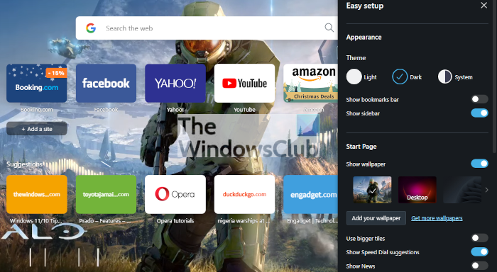 How to change Homepage Wallpaper in Opera browser