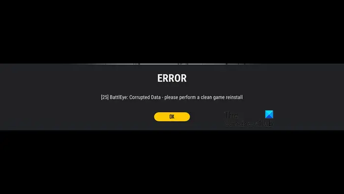 PUBG error [25] BattlEye Corrupted Data