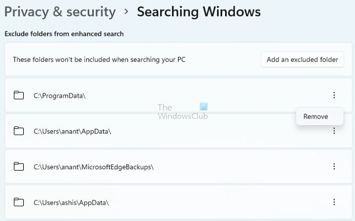 Privacy Security Indexing Options